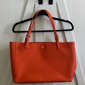 Tory Burch Vibrant Orange Tote with duster